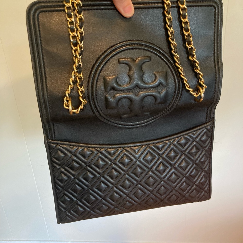Tory Burch Fleming Convertible Shoulder Bag - Black Leather - Picture 7 of 14